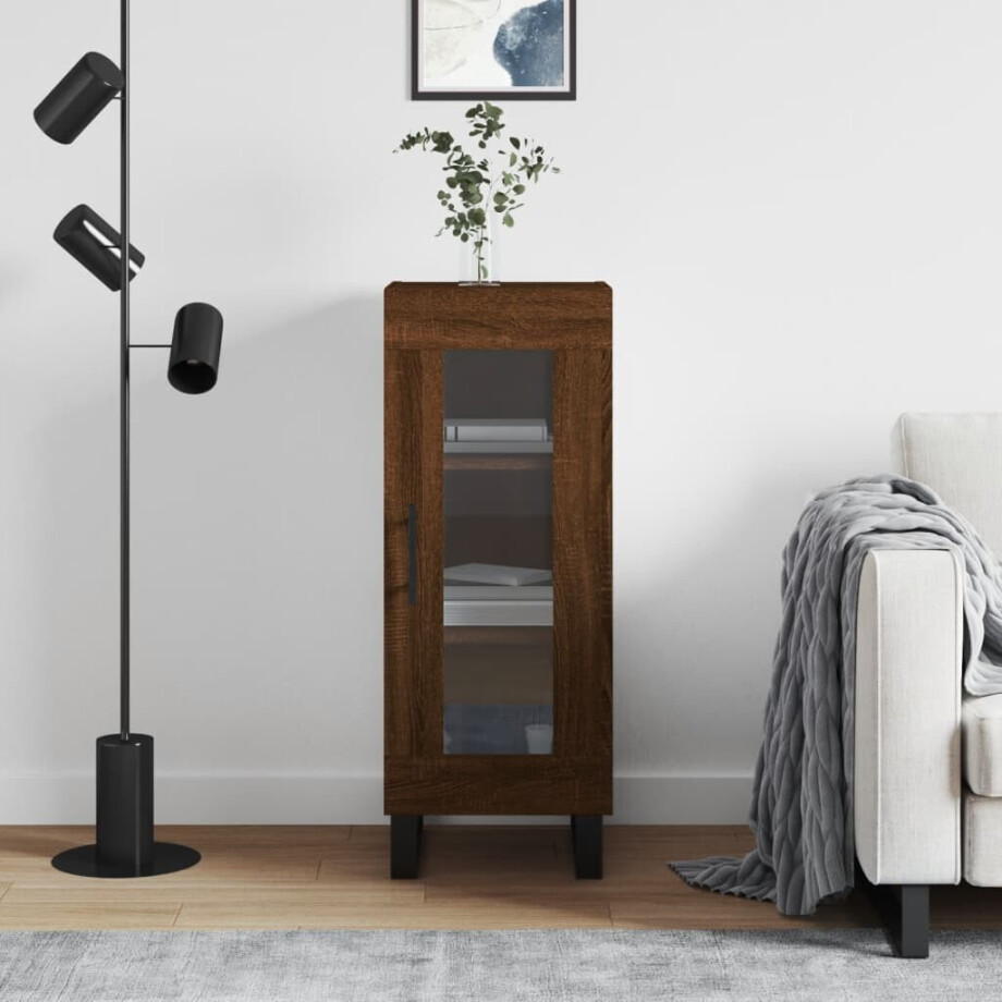 vidaXL Dressoir 34,5x34x90 cm bewerkt hout bruin eikenkleur afbeelding 1