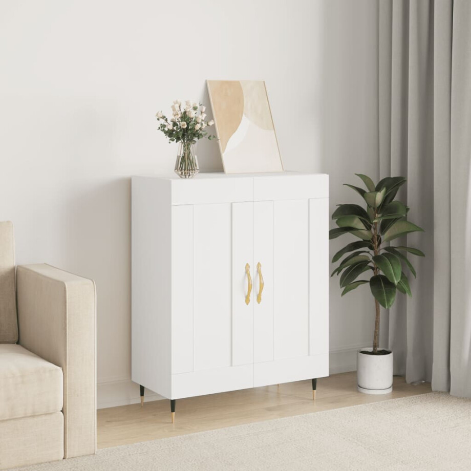 vidaXL Dressoir 69,5x34x90 cm bewerkt hout wit afbeelding 1