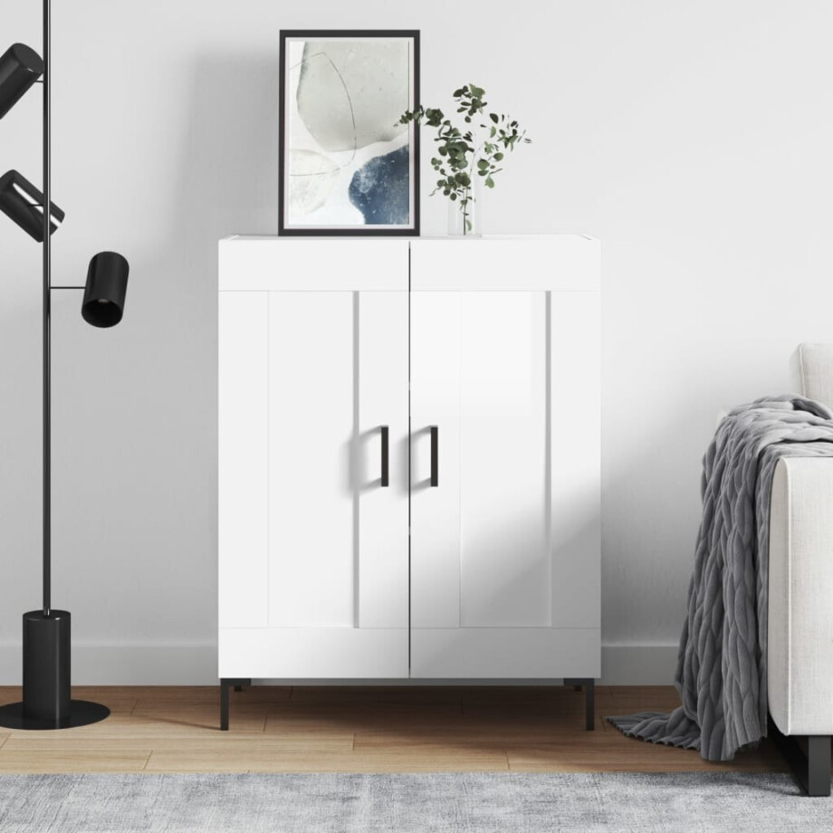 vidaXL Dressoir 69,5x34x90 cm bewerkt hout hoogglans wit afbeelding 1