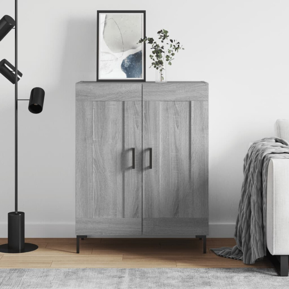 vidaXL Dressoir 69,5x34x90 cm bewerkt hout grijs sonoma eikenkleurig afbeelding 1