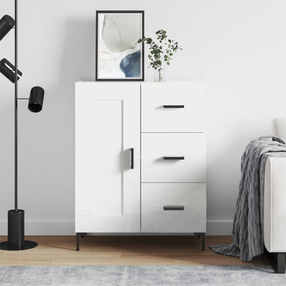 vidaXL Dressoir 69,5x34x90 cm bewerkt hout wit vidaXL Dressoir 69,5x34x90 cm bewerkt hout wit afbeelding 1