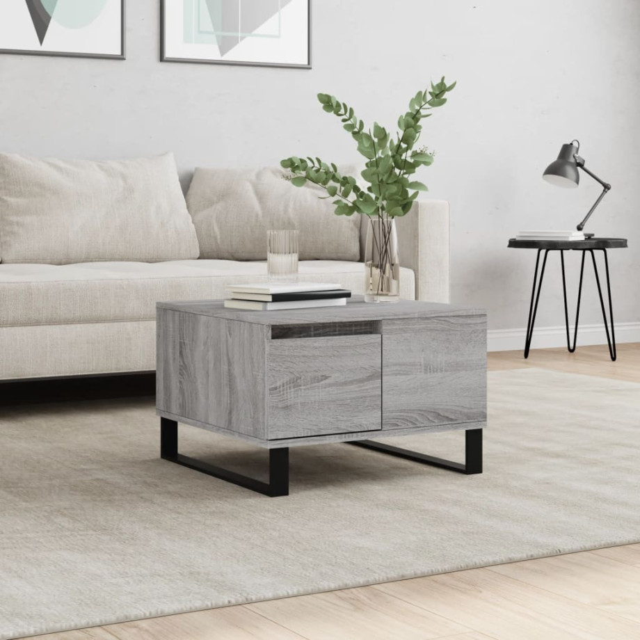vidaXL Salontafel 55x55x36,5 cm bewerkt hout grijs sonoma eikenkleurig vidaXL Salontafel 55x55x36,5 cm bewerkt hout grijs sonoma eikenkleurig afbeelding 1