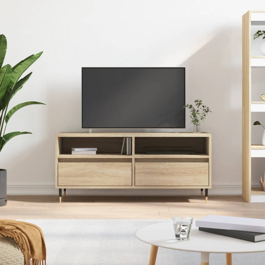 vidaXL Tv-meubel 100x34,5x44,5 cm bewerkt hout sonoma eikenkleurig afbeelding 1
