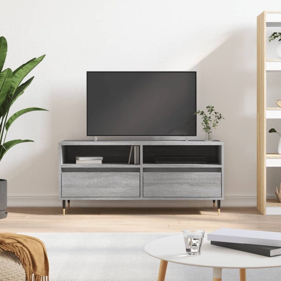 vidaXL Tv-meubel 100x34,5x44,5 cm bewerkt hout grijs sonoma eikenkleur vidaXL Tv-meubel 100x34,5x44,5 cm bewerkt hout grijs sonoma eikenkleur afbeelding 1