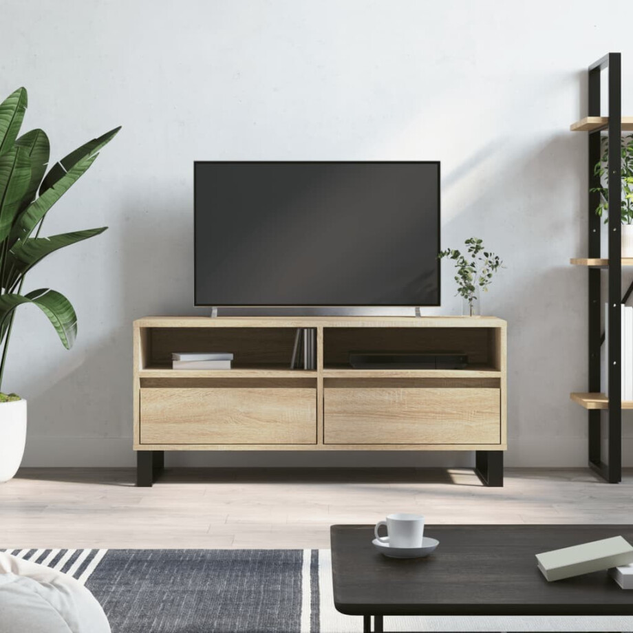 vidaXL Tv-meubel 100x34,5x44,5 cm bewerkt hout sonoma eikenkleurig afbeelding 1