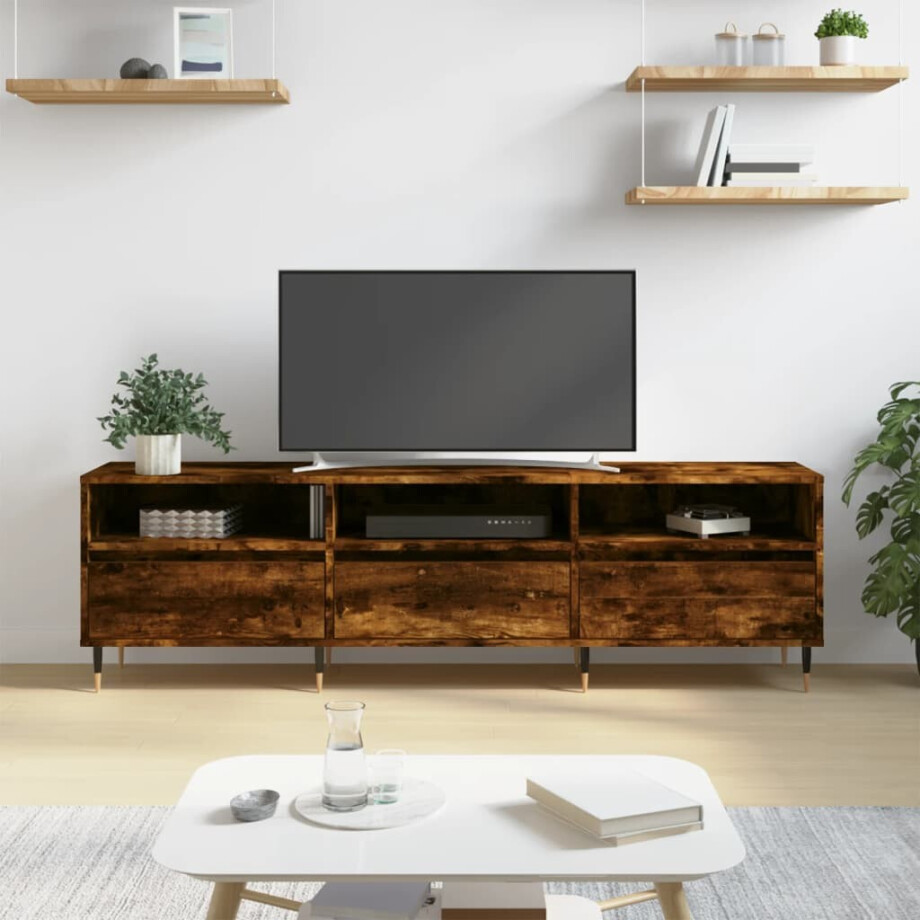vidaXL Tv-meubel 150x30x44,5 cm bewerkt hout gerookt eikenkleurig afbeelding 1
