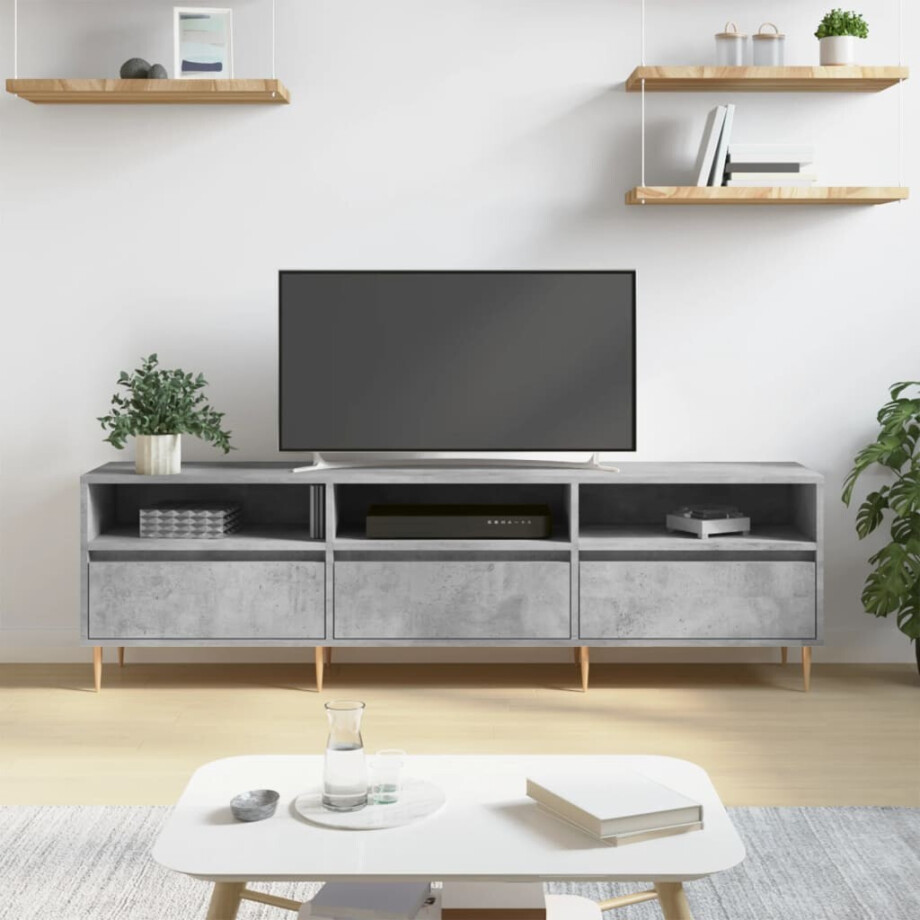 vidaXL Tv-meubel 150x30x44,5 cm bewerkt hout betongrijs afbeelding 1