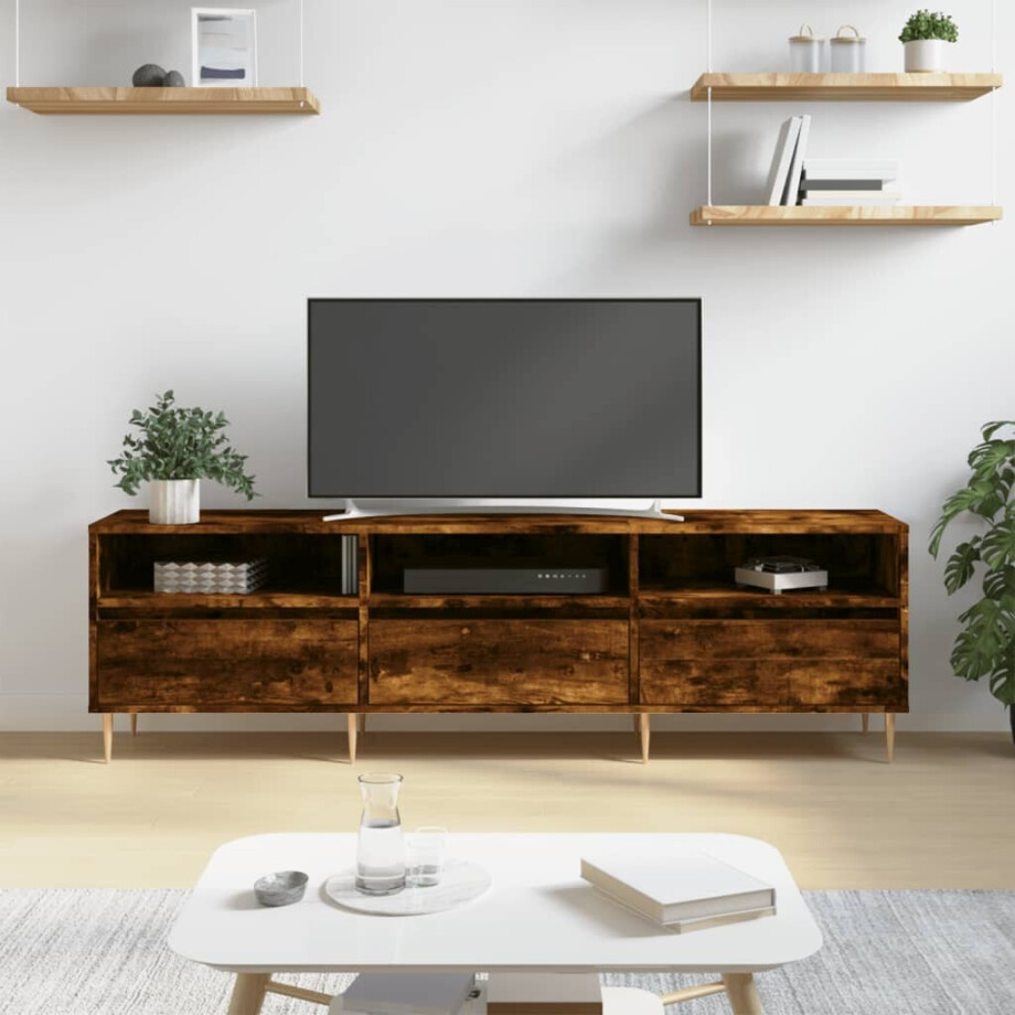 vidaXL Tv-meubel 150x30x44,5 cm bewerkt hout gerookt eikenkleurig afbeelding 1