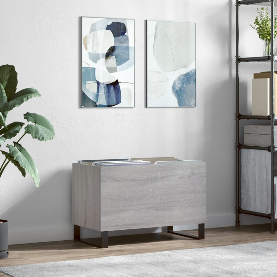 vidaXL Platenkast 74,5x38x48 cm bewerkt hout grijs sonoma eikenkleurig afbeelding 1