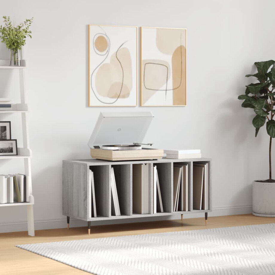 vidaXL Platenkast 100x38x48 cm bewerkt hout grijs sonoma eikenkleurig vidaXL Platenkast 100x38x48 cm bewerkt hout grijs sonoma eikenkleurig afbeelding 1