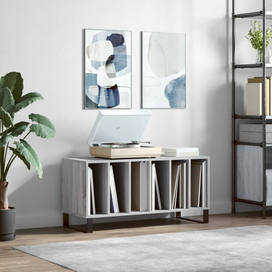 vidaXL Platenkast 100x38x48 cm bewerkt hout grijs sonoma eikenkleurig vidaXL Platenkast 100x38x48 cm bewerkt hout grijs sonoma eikenkleurig afbeelding 1