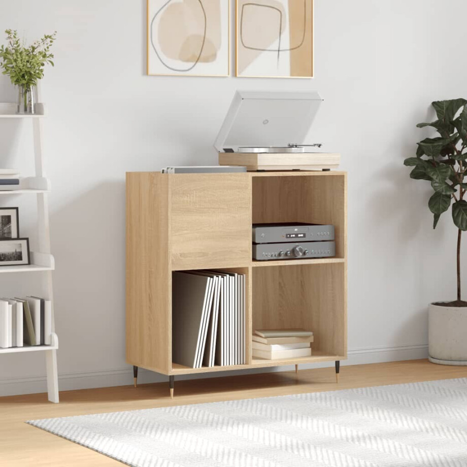 vidaXL Platenkast 84,5x38x89 cm bewerkt hout sonoma eikenkleurig afbeelding 1