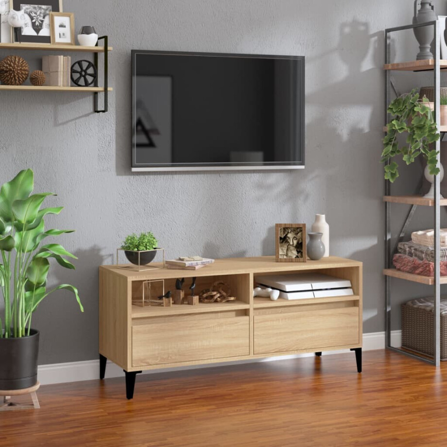 vidaXL Tv-meubel 100x34,5x44,5 cm bewerkt hout sonoma eikenkleurig afbeelding 1