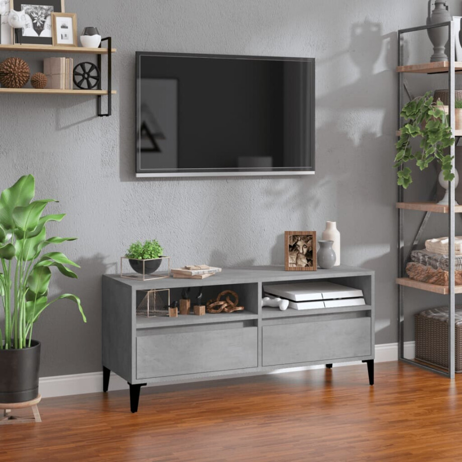 vidaXL Tv-meubel 100x34,5x44,5 cm bewerkt hout betongrijs afbeelding 1