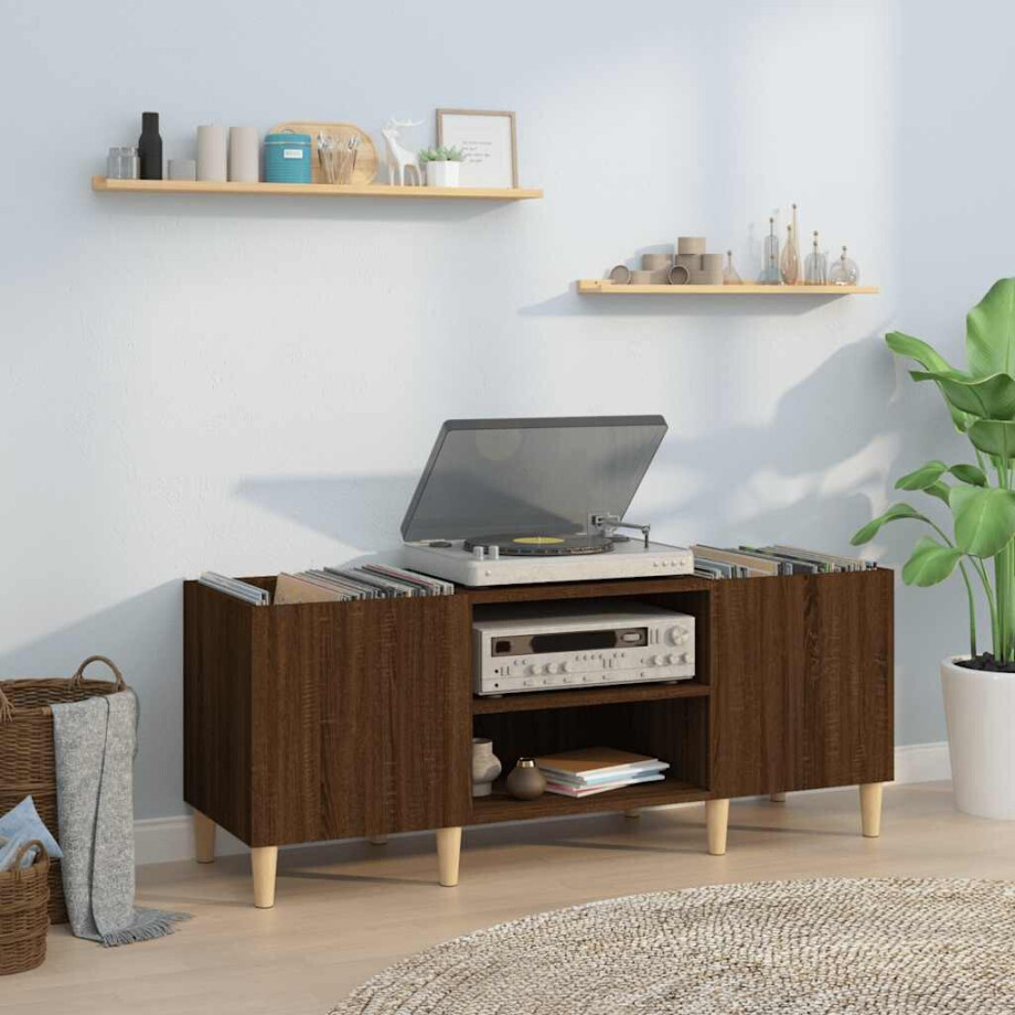 vidaXL Platenkast 121x38x48 cm bewerkt hout bruin eikenkleur vidaXL Platenkast 121x38x48 cm bewerkt hout bruin eikenkleur afbeelding 1