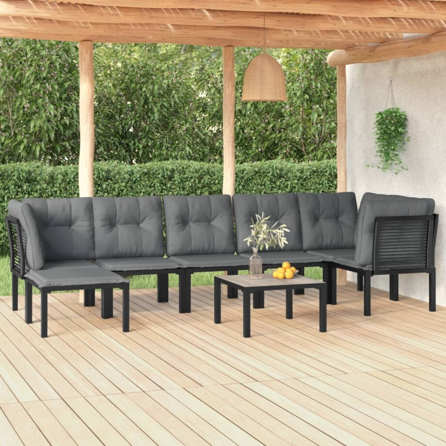 vidaXL 8-delige Loungeset poly rattan zwart en grijs afbeelding 1
