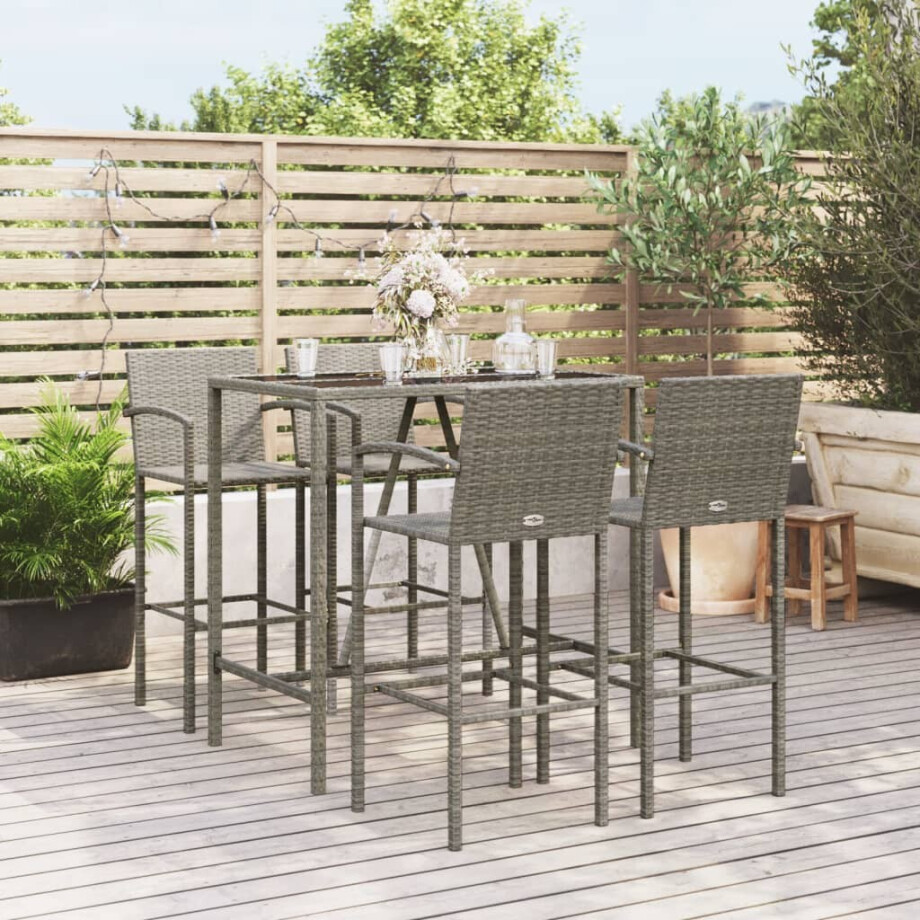 vidaXL 5-delige Tuinbarset poly rattan grijs vidaXL 5-delige Tuinbarset poly rattan grijs afbeelding 1