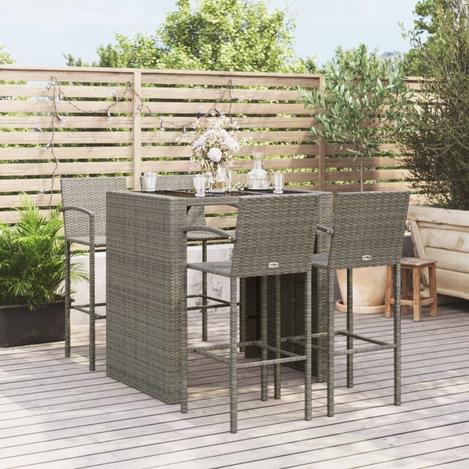 vidaXL 5-delige Tuinbarset poly rattan grijs vidaXL 5-delige Tuinbarset poly rattan grijs afbeelding 1
