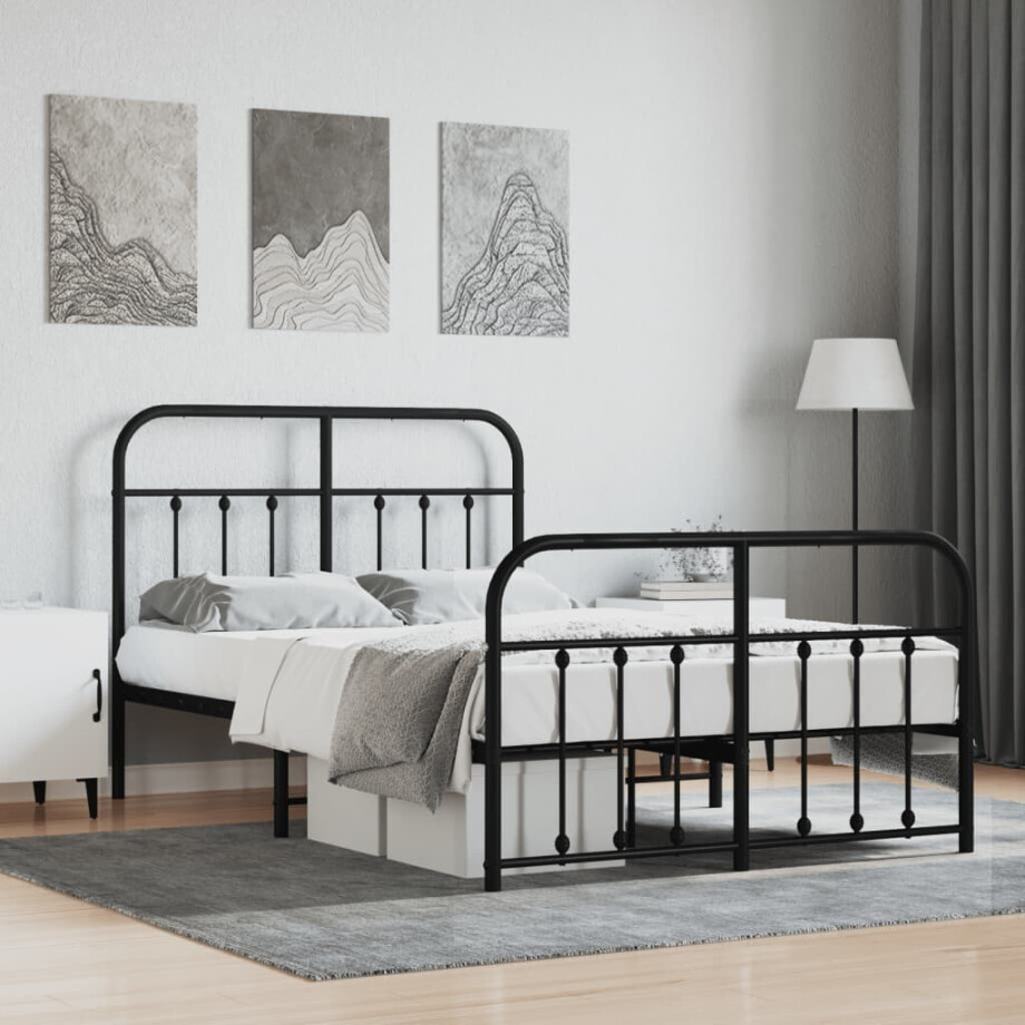 vidaXL Bedframe met hoofd- en voeteneinde metaal zwart 120x200 cm vidaXL Bedframe met hoofd- en voeteneinde metaal zwart 120x200 cm afbeelding 1