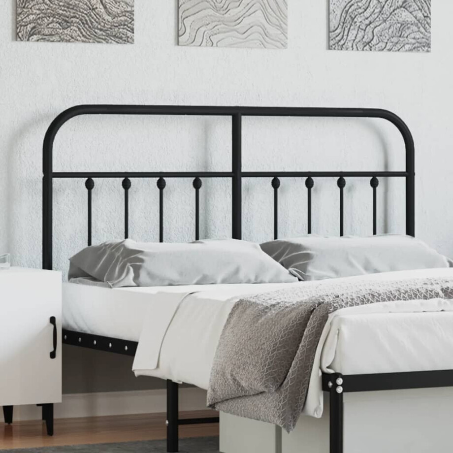 vidaXL Vervangend hoofdbord metaal zwart 140 cm afbeelding 1