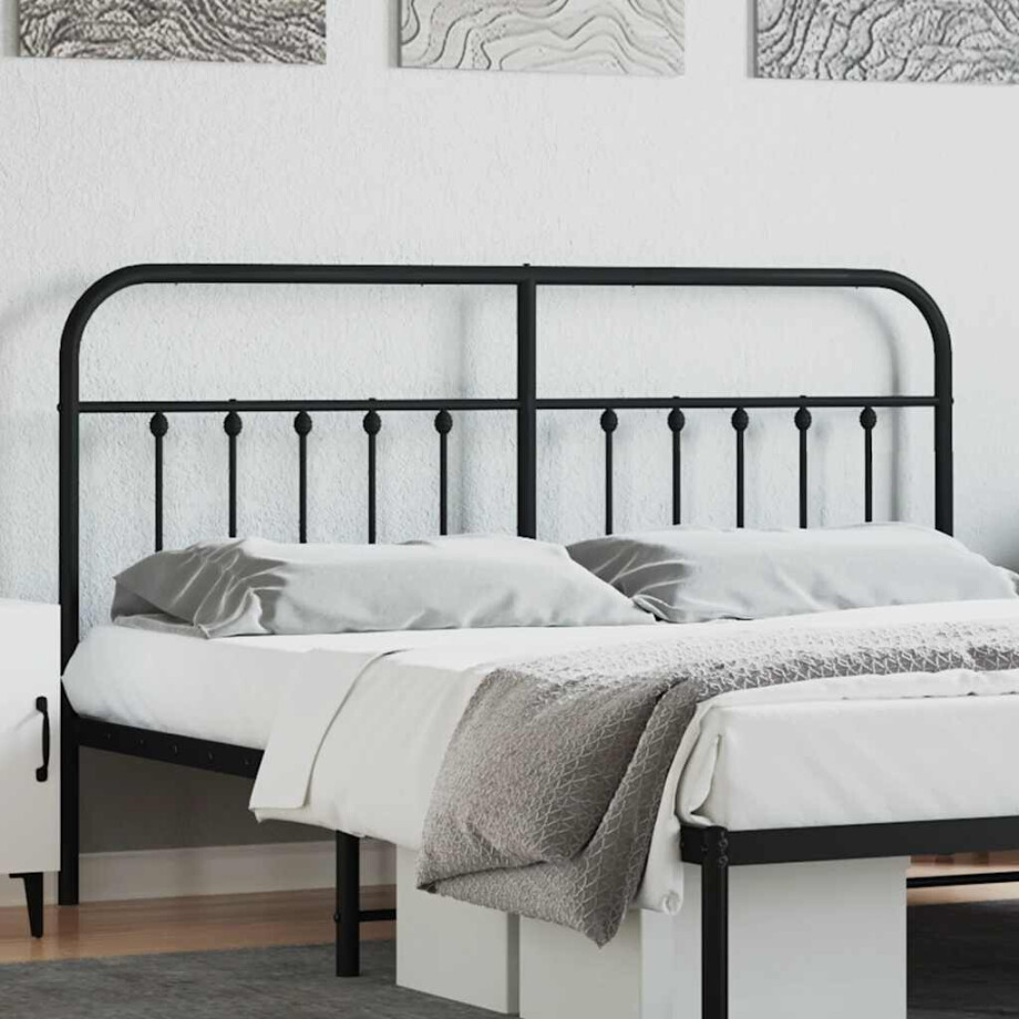 vidaXL Vervangend hoofdbord metaal zwart 160 cm afbeelding 1