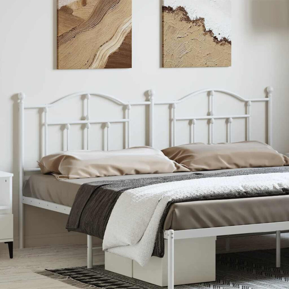 vidaXL Hoofdbord 193 cm metaal wit afbeelding 1