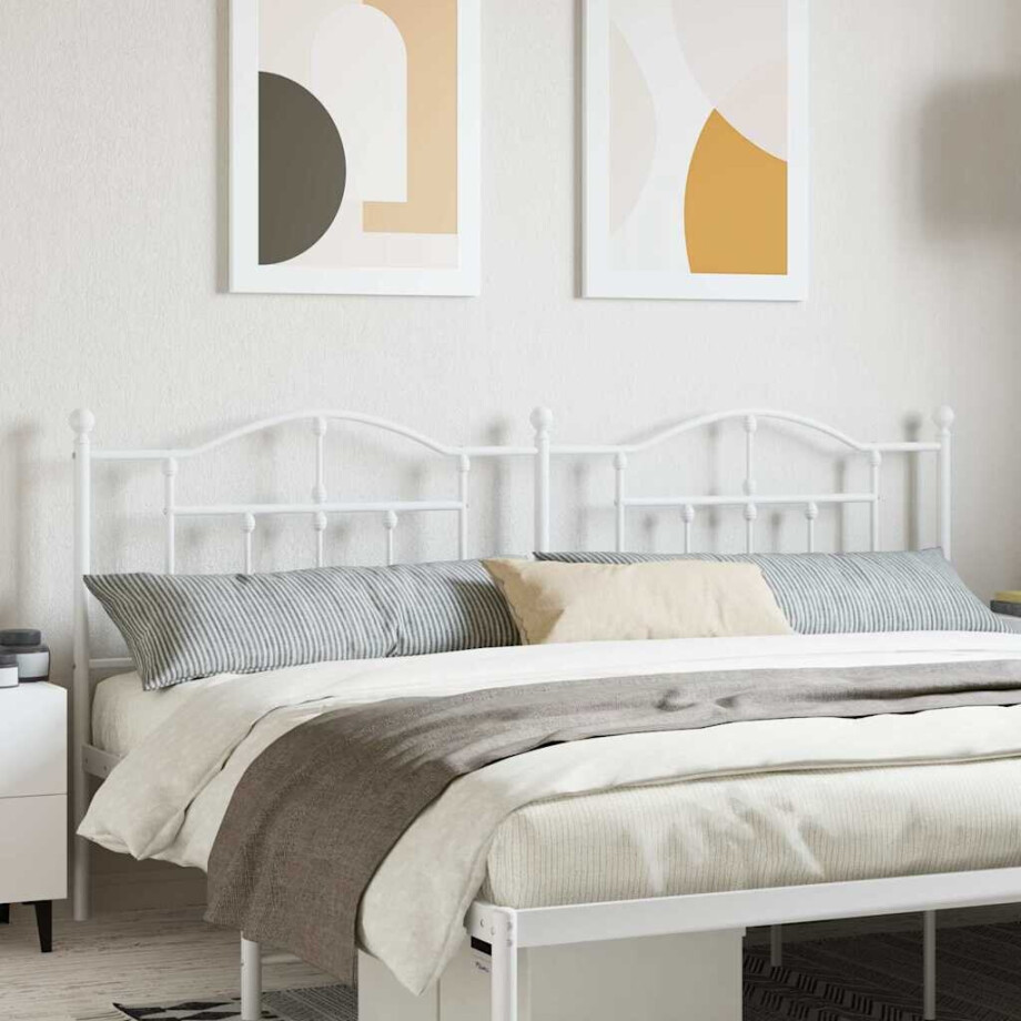 vidaXL Hoofdbord 200 cm metaal wit afbeelding 1