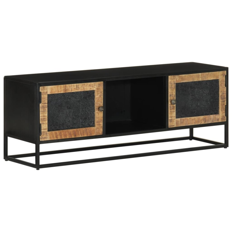 vidaXL Tv-meubel 110x30x40 cm massief ruw mangohout en ijzer afbeelding 1