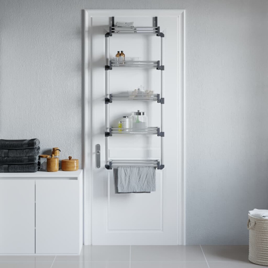 vidaXL Deurorganizer met 5 schappen 52x20x135 cm aluminium vidaXL Deurorganizer met 5 schappen 52x20x135 cm aluminium afbeelding 1