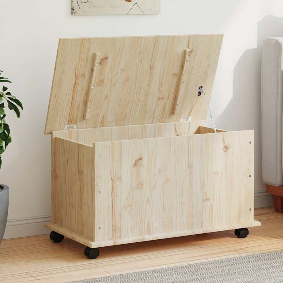 vidaXL Opbergkist met wielen ALTA 73x39,5x43 cm massief grenenhout afbeelding 1