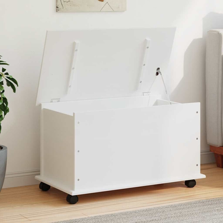 vidaXL Opbergkist met wielen ALTA 73x39,5x43 cm massief grenenhout wit afbeelding 1