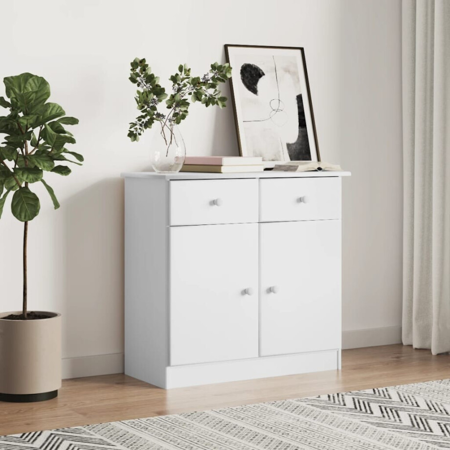 vidaXL Dressoir ALTA 77x35x73 cm massief grenenhout wit vidaXL Dressoir ALTA 77x35x73 cm massief grenenhout wit afbeelding 1
