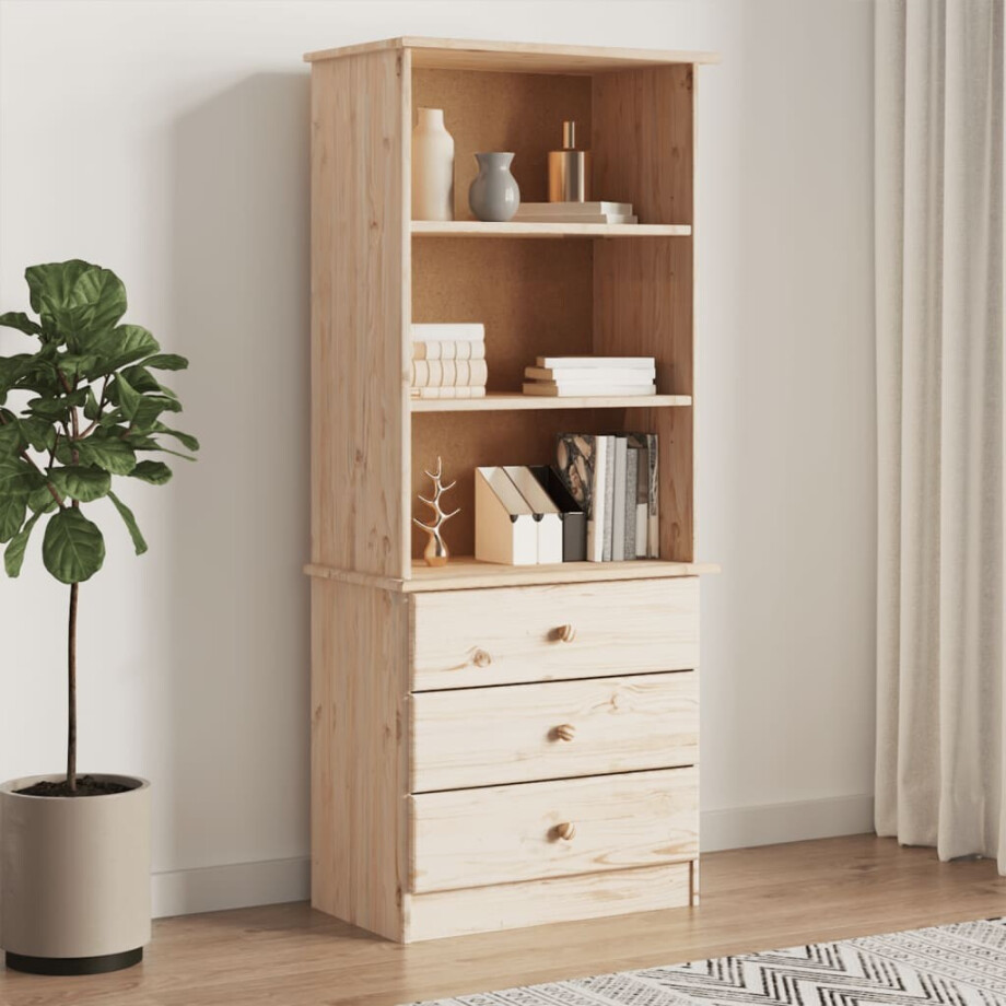 vidaXL Boekenkast met lades ALTA 60x35x142 cm massief grenenhout vidaXL Boekenkast met lades ALTA 60x35x142 cm massief grenenhout afbeelding 1
