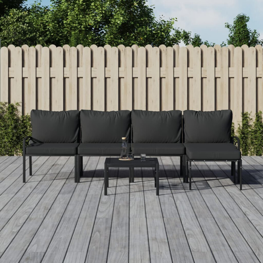 vidaXL 6-delige Loungeset met kussens staal grijs vidaXL 6-delige Loungeset met kussens staal grijs afbeelding 1