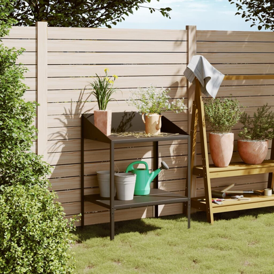 vidaXL Plantenstandaard 75,5x54,5x100 cm verzinkt staal antracietkleur afbeelding 1