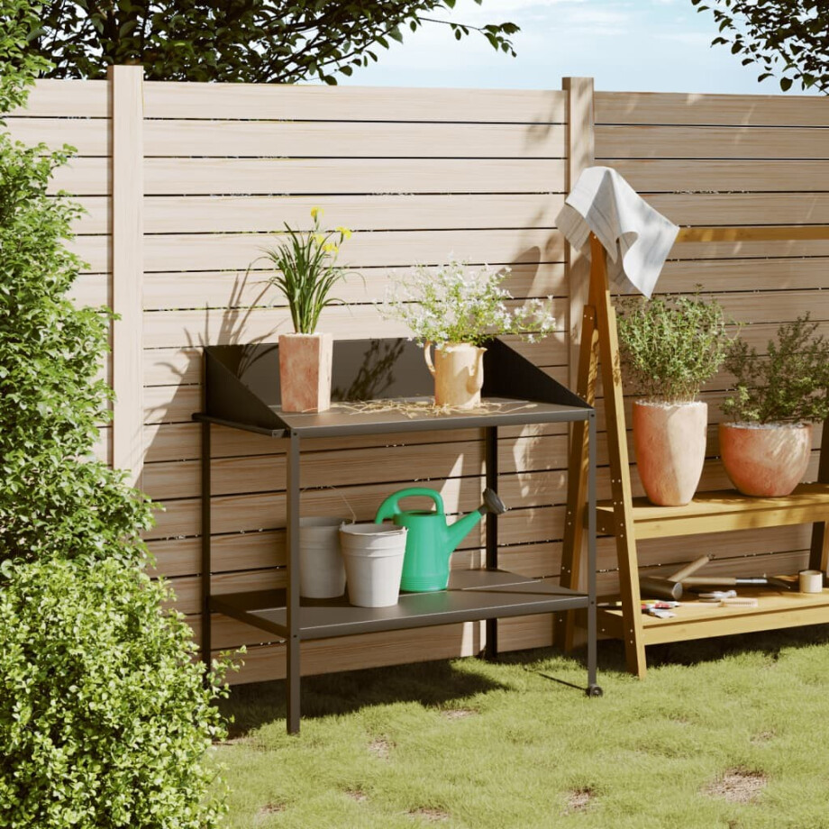 vidaXL Plantenstandaard 100x54,5x100 cm verzinkt staal antracietkleur vidaXL Plantenstandaard 100x54,5x100 cm verzinkt staal antracietkleur afbeelding 1