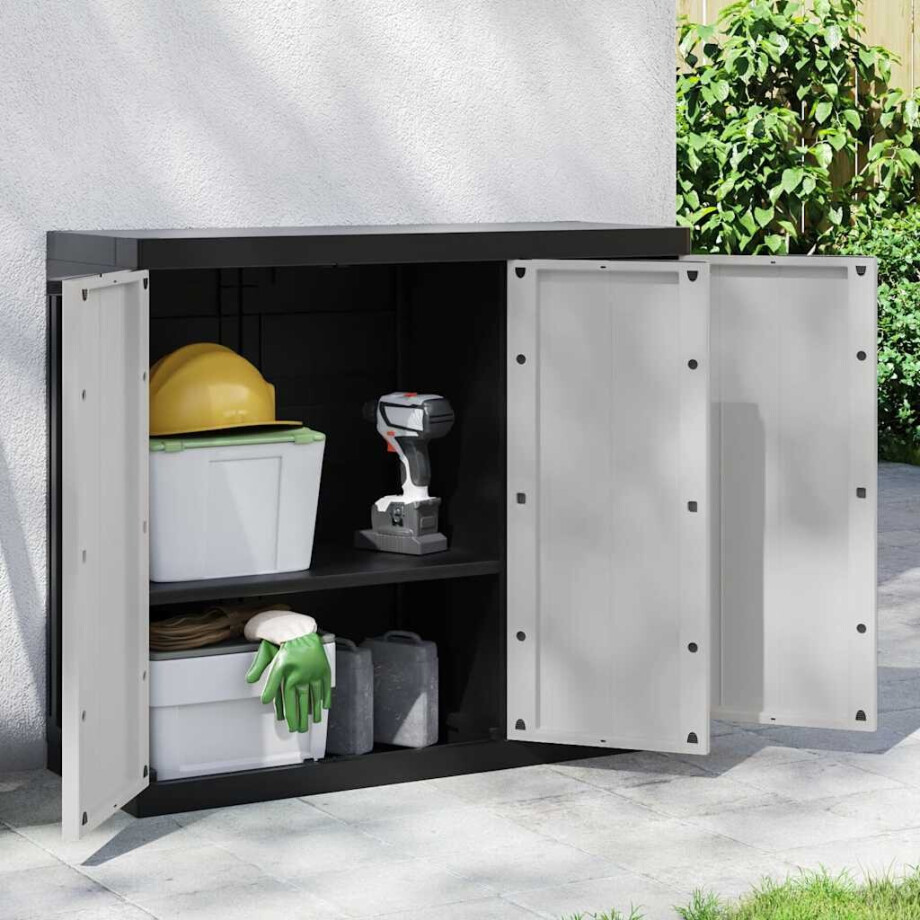 vidaXL Tuinkast 97x37x85 cm polypropeen grijs en zwart afbeelding 1