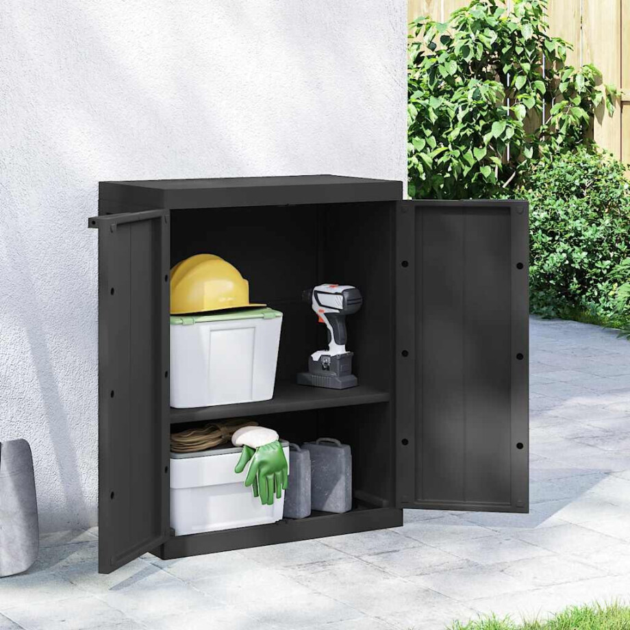 vidaXL Tuinkast 65x37x85 cm polypropeen zwart afbeelding 1
