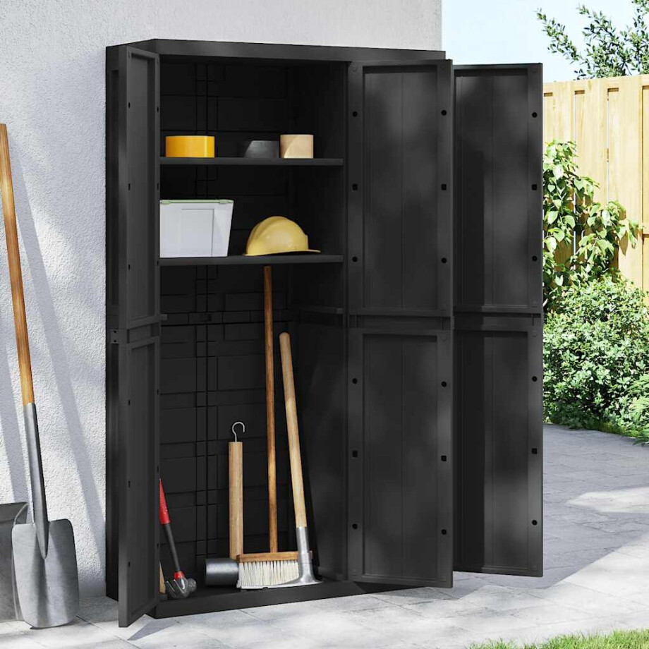 vidaXL Tuinkast 97x37x165 cm polypropeen zwart afbeelding 1