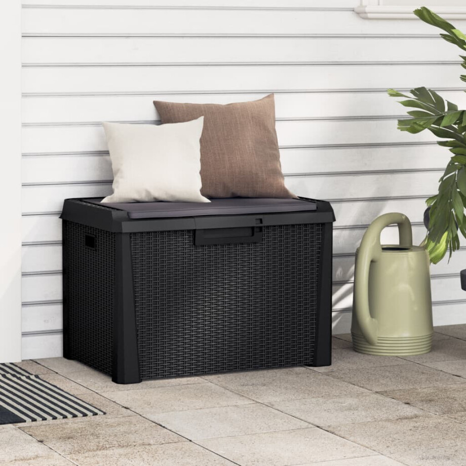 vidaXL Tuinbox met zitkussen 125 L polypropeen antracietkleurig vidaXL Tuinbox met zitkussen 125 L polypropeen antracietkleurig afbeelding 1