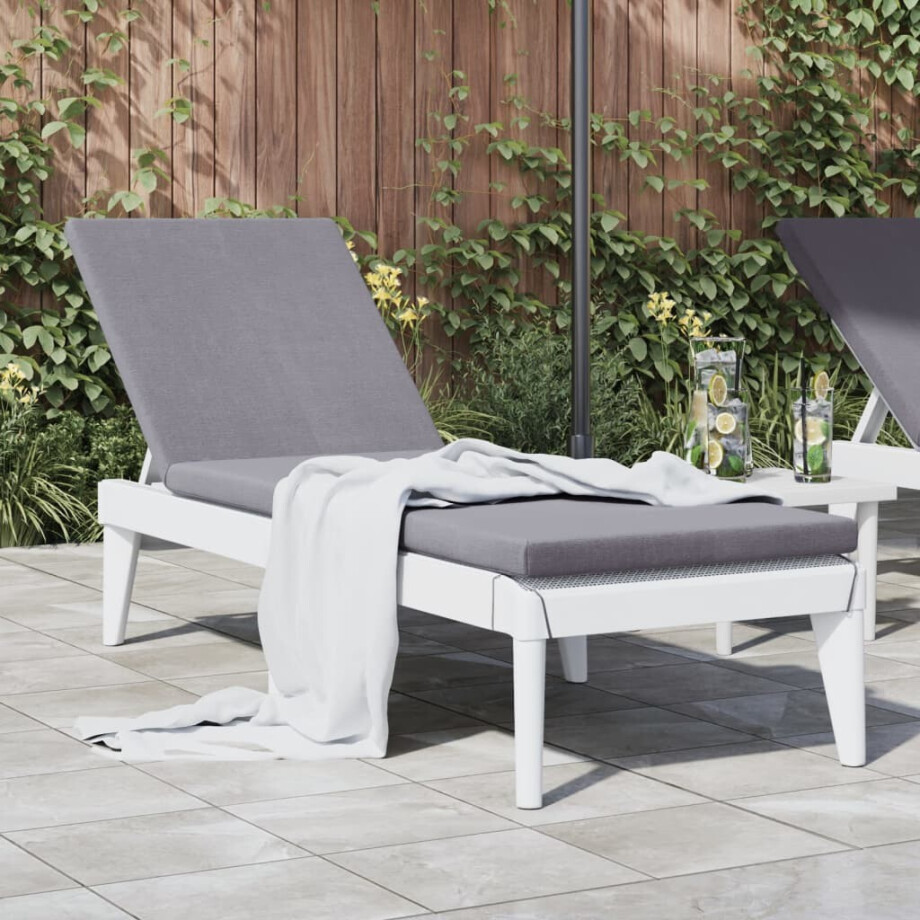 vidaXL Ligbed 186x60x29 cm polypropeen wit afbeelding 1