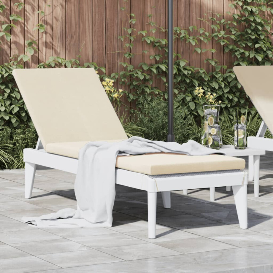 vidaXL Ligbed met kussen 186x60x29 cm polypropeen wit afbeelding 1