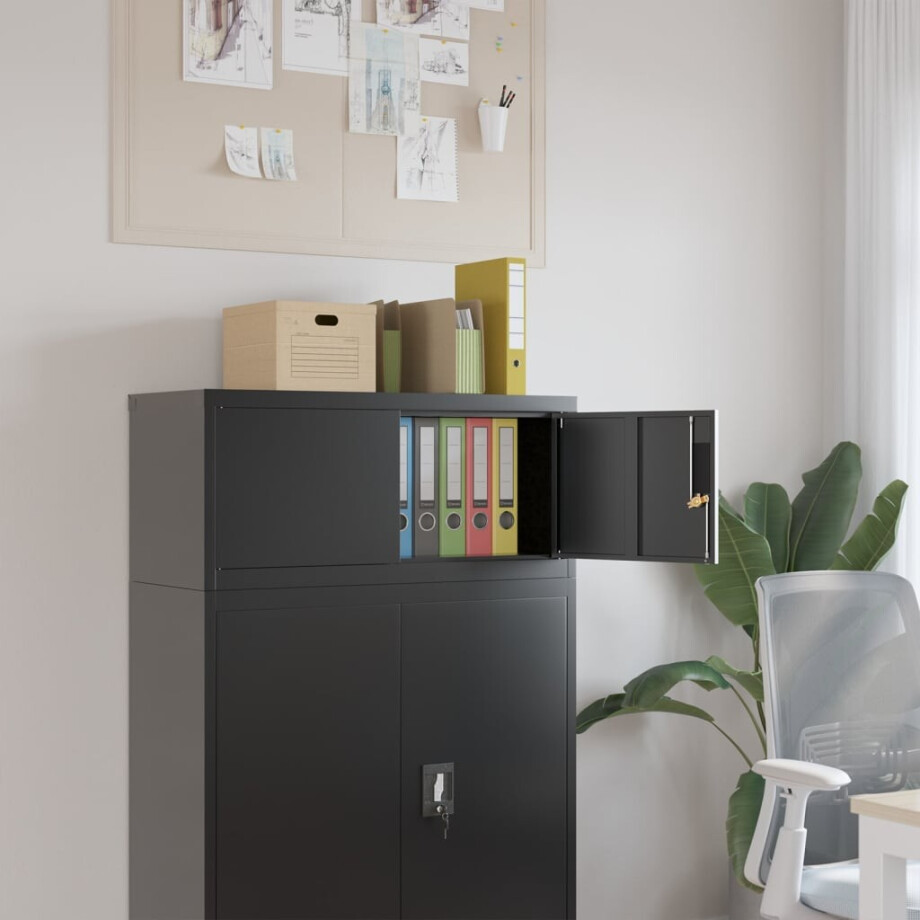 vidaXL Archiefkast 90x40x40 cm staal zwart afbeelding 1