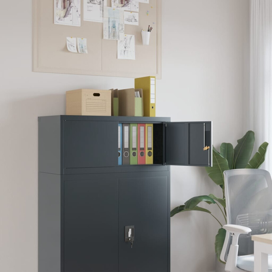 vidaXL Archiefkast 90x40x40 cm staal antracietkleurig afbeelding 1