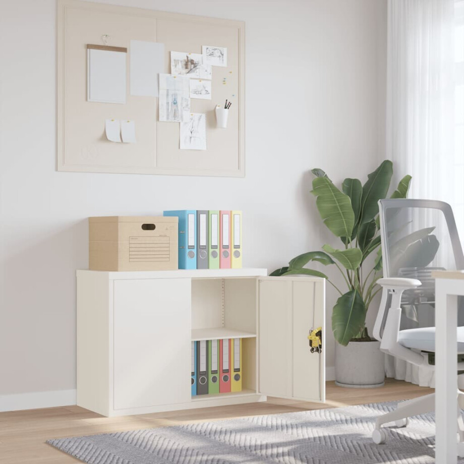 vidaXL Archiefkast 90x40x70 cm staal wit afbeelding 1