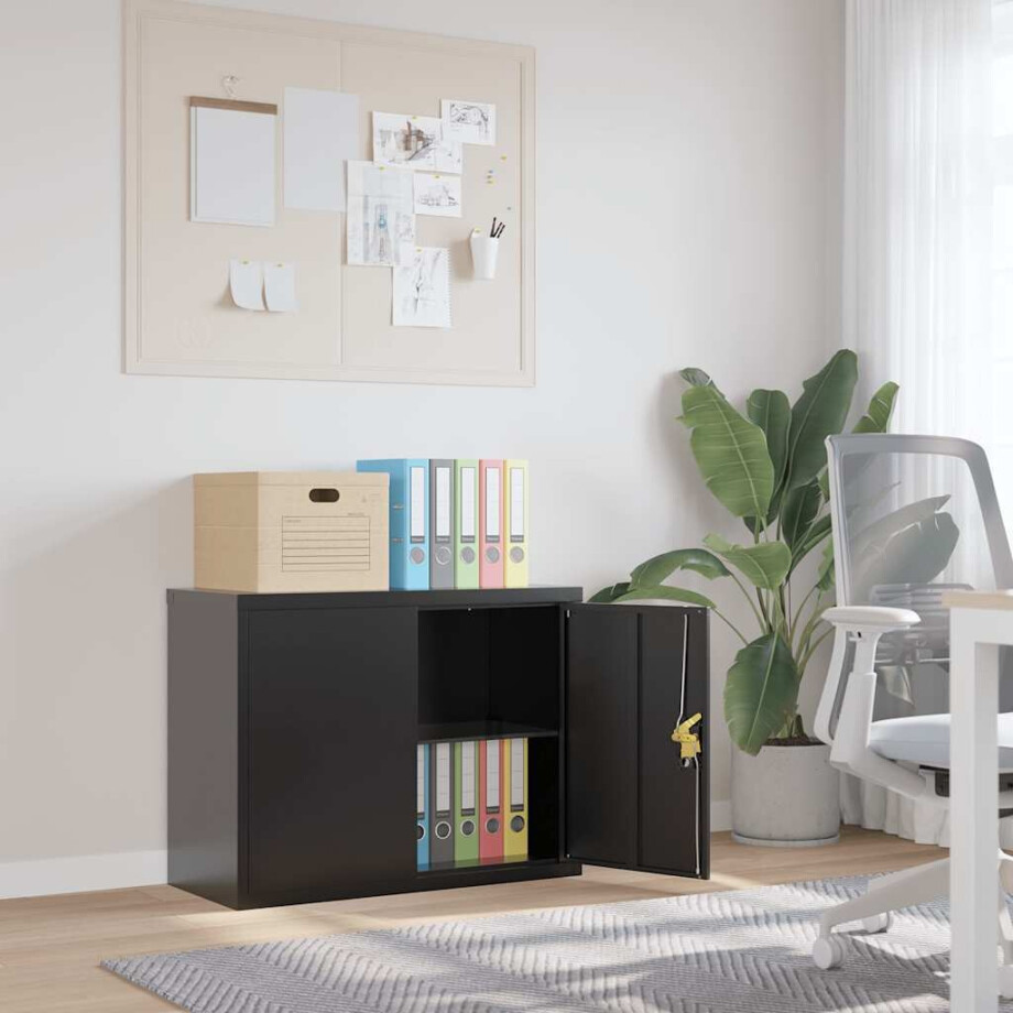 vidaXL Archiefkast 90x40x70 cm staal zwart vidaXL Archiefkast 90x40x70 cm staal zwart afbeelding 1