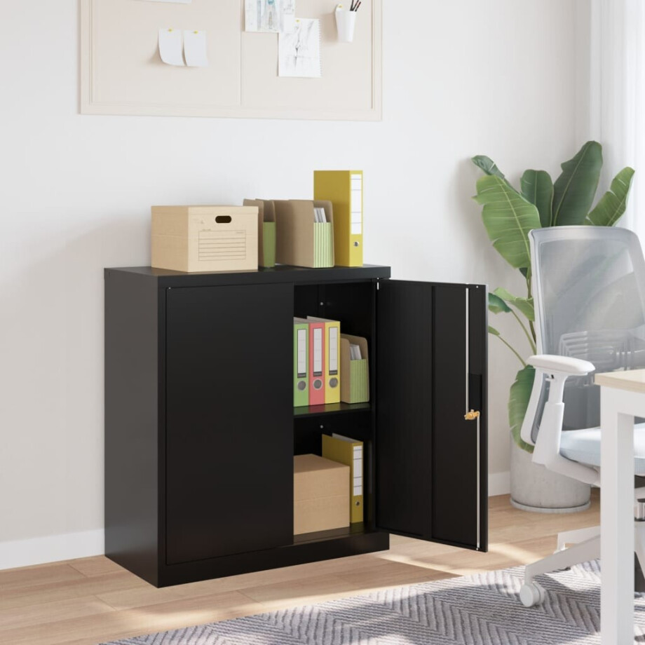 vidaXL Archiefkast 79x40x90 cm staal zwart afbeelding 1