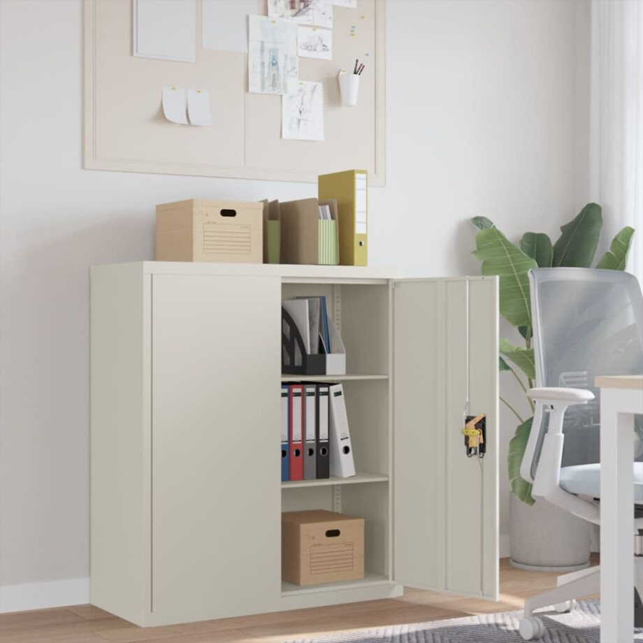 vidaXL Archiefkast 90x40x105 cm staal wit afbeelding 1