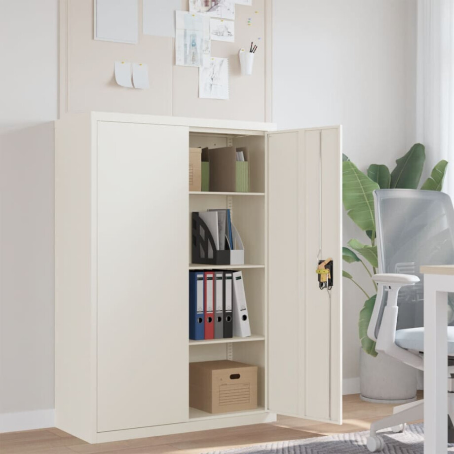 vidaXL Archiefkast 90x40x140 cm staal wit afbeelding 1