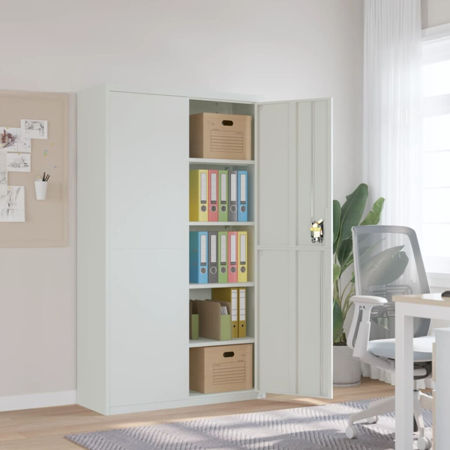 vidaXL Archiefkast 105x40x180 cm staal lichtgrijs afbeelding 1